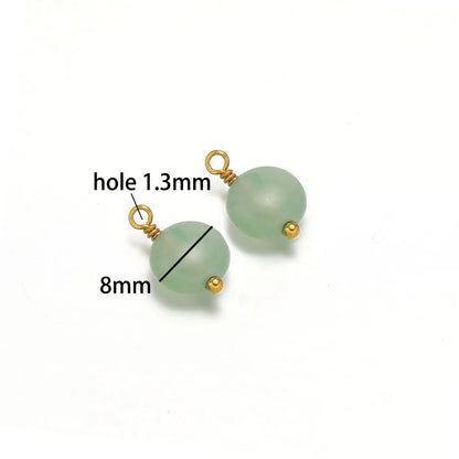 Handmade Stainless Steel 18K Gold Plated 8mm Natural Stone Charm Pendant for Jewelry Necklace Making Wholesale