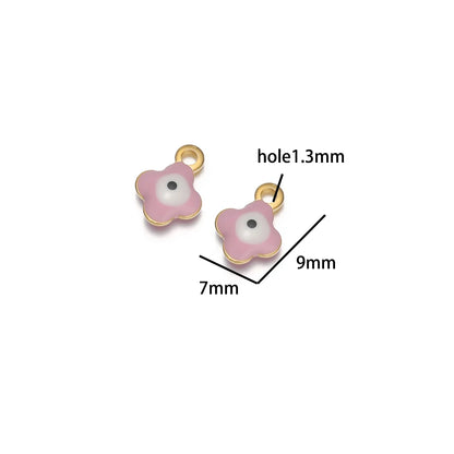 20pcs/bag 18k Gold Plated Stainless Steel Enamel Flower Eye Charm Pendant for Handmade Necklace Jewelry Making