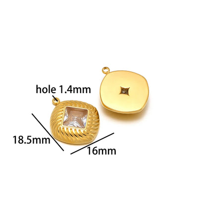 Wholesale 18k Gold Plated Stainless Steel Drip-oil Heart Coconut Tree Square Conch Charm Pendant for Women Jewelry Making