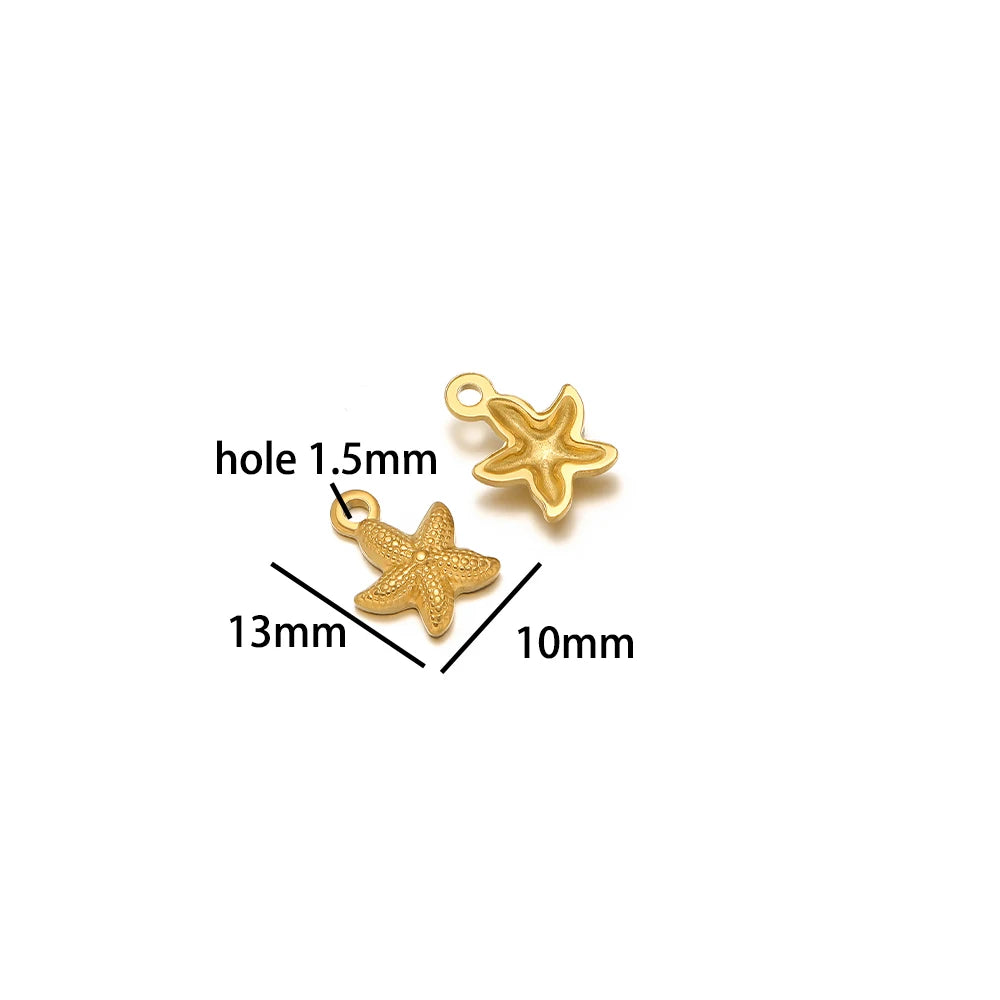 Ocean Style Sea Star Charm Stainless Steel 18K Gold Plated Starfish Charm Pendant for Jewelry Earring Necklace Making