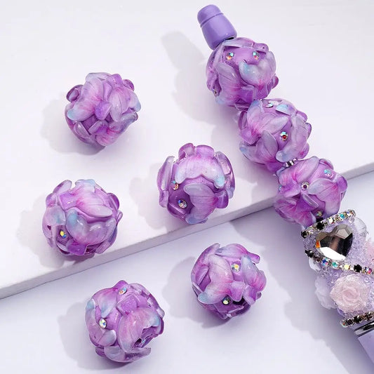 Cute Purple Mermaid Tail Clay Beads with AB Rhinestone for Beaded Pen Jewelry Making
