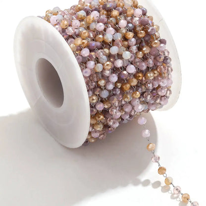 A1321 Fashion Handmade Stainless Steel Chain Beads Beaded Crystal Chain Colorful Chain for Necklace Bracelet Diy