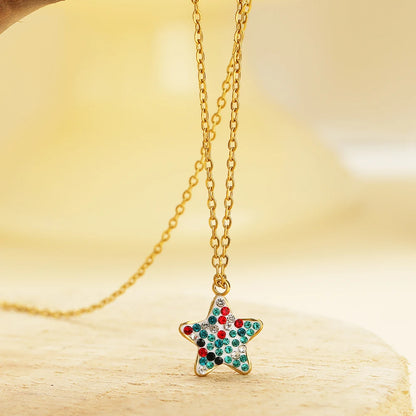 Trendy Handmade Stainless Steel 18K Gold Plated  Fashion Colorful Zircon Star Charm Pendant for Jewelry Necklace Making