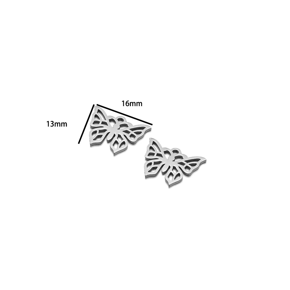 DIY Pendants Stainless Steel 18k Gold Plated Hollow Cactus Butterfly Star Sun Eyes Charm Pendants for Jewelry Necklace Making
