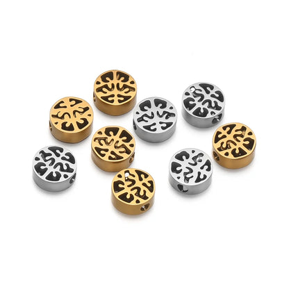 Stainless Steel 18k Gold Plated Hollow Tree of Life Bead Charm Pendant for Jewelry Necklace Bracelet Making Wholesale