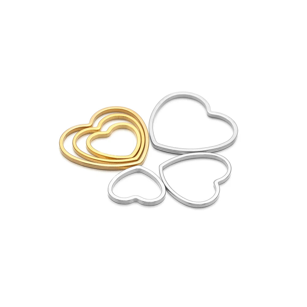 Best Selling Stainless Steel Gold  Plated Charm Heart-Shape Charm Pendant for DIY Jewelry Necklace Making