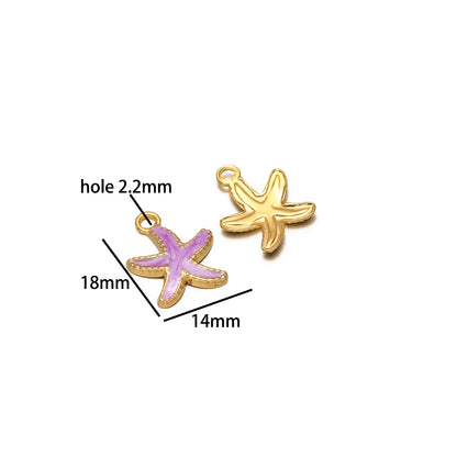 Hot Selling 18k Gold Plated Stainless Steel Enamel Butterfly Heart Shell Starfish Charm Pendant for DIY Necklace Jewelry Making