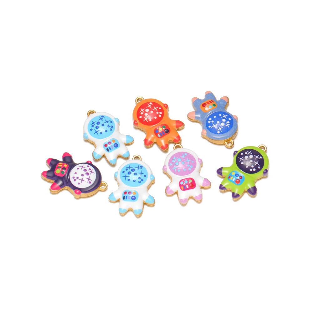 Enamel Penguin Shape 18K Gold Plated Stainless Steel Double Hole Charms for DIY Necklace Earring Making