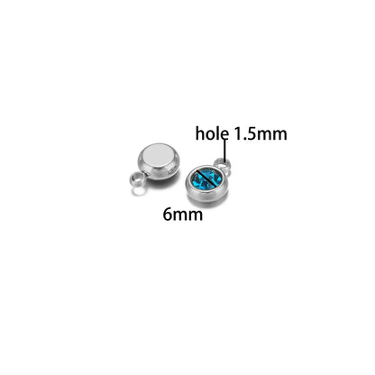 Hot Sale Colorful Pendant 304 Stainless Steel 18k Gold Plated 6mm Crystal Bead Charm Pendants for DIY Necklace Bracelet Making