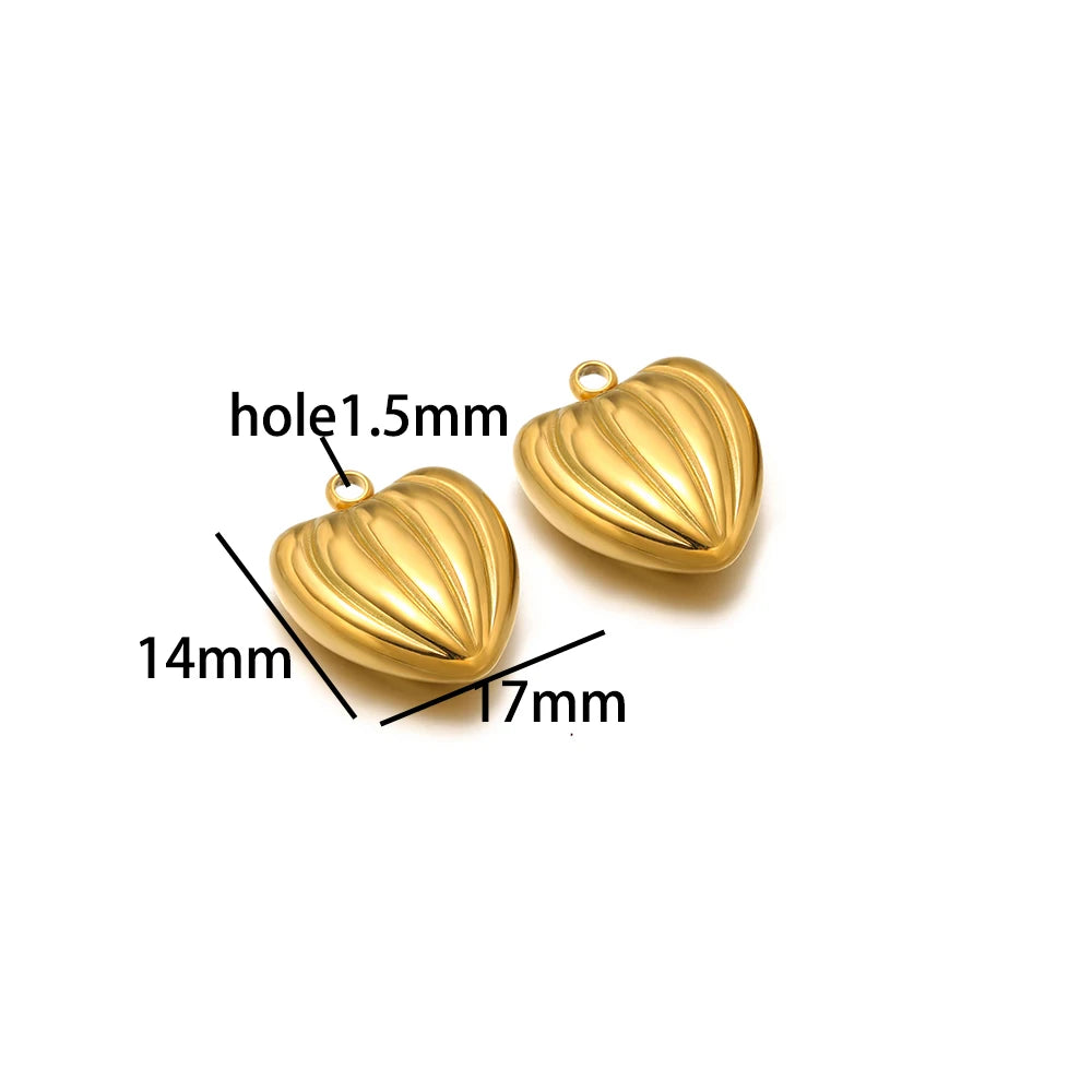 Fashion love Pendant 18k Gold Plated Stainless Steel Heart Shape Charm Pendant for DIY Jewelry Making Accessories