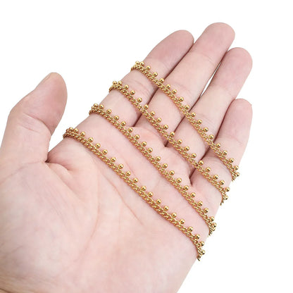 B4174 Permanent Bulk Stainless Steel Chain Figaro Beads Chain Gold Plated Cuban Chain for Diy Necklace