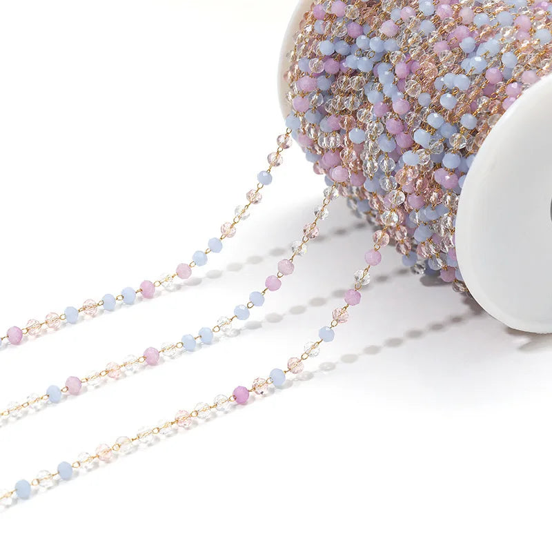 E747 3mm Bead Chain Stainless Steel Crystal Jewelry Chain Colorful Beaded Chain Diy Necklace Bracelet Jewelry Accessories
