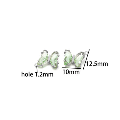 Fashion Colorful Stainless Steel Gold Plated Single Hole Butterfly Crystal Stone Charm Pendant for Jewelry Making