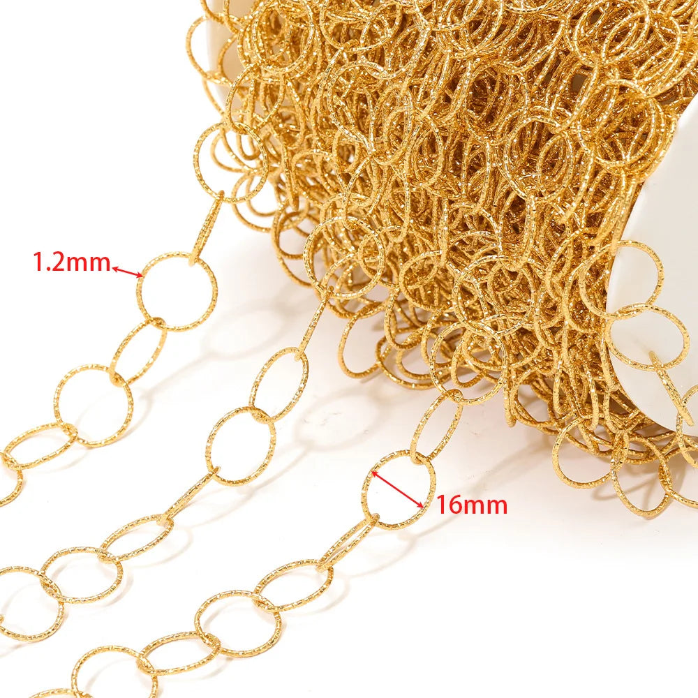 D168 Non Tarnish Stainless Steel Gold Circle Chain Link Roller Necklace Bracelet DIY Chains Jewelry for Men Women