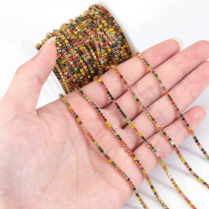 A2443 Fashion Stainless Steel Bulk Chain Roll Crystal Colorful rainbow Necklace Bracelet Making Chain for Diy