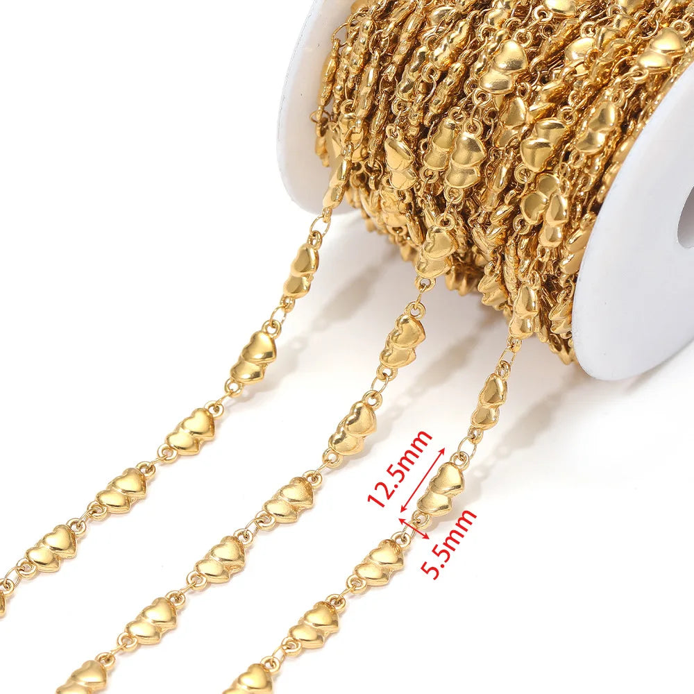 D864 Waterproof Stainless Steel Chain Heart cat Paw Shape Bulk Link Roll Chain for Necklace Bracelet Diy