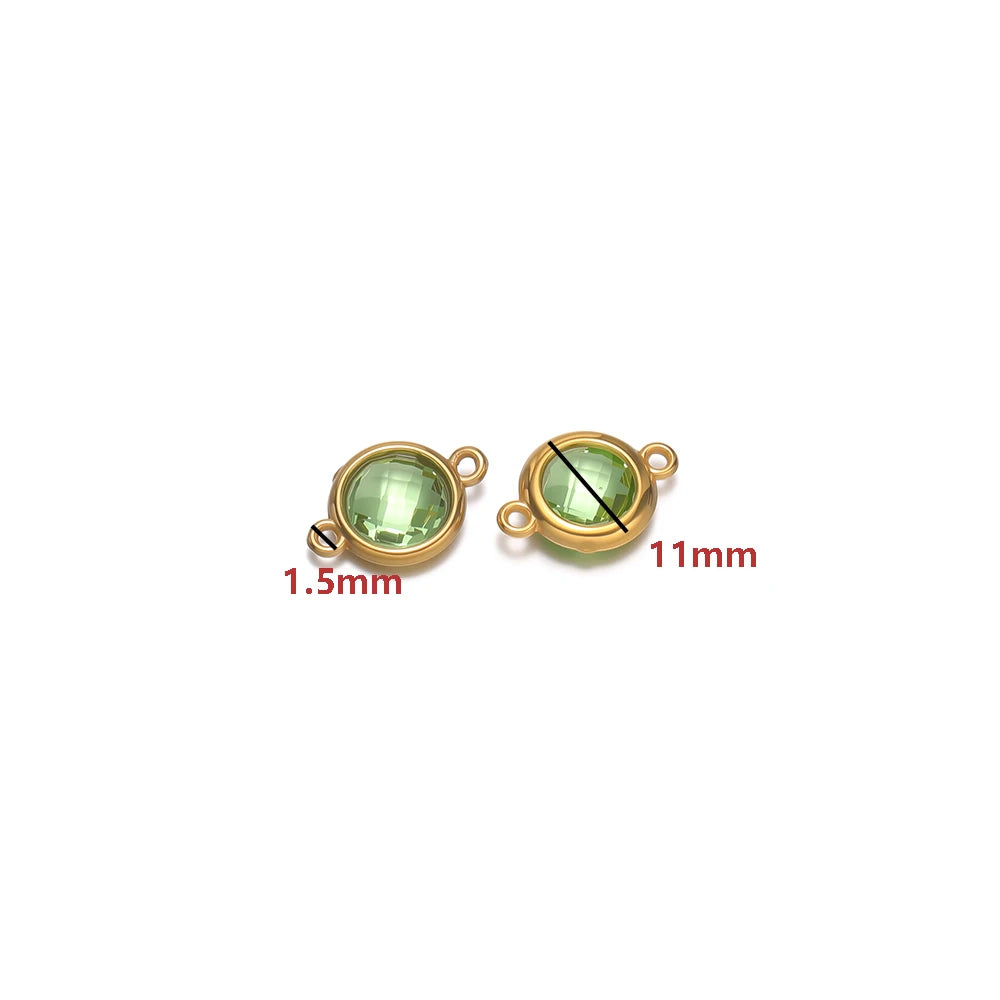 18K Gold Plated Stainless Steel Enamel Round Pendant Findings for Necklace Earrings Garment Making