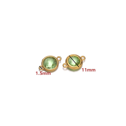 18K Gold Plated Stainless Steel Enamel Round Pendant Findings for Necklace Earrings Garment Making