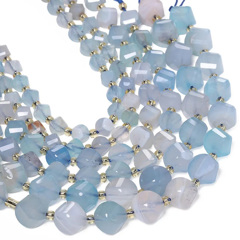 Faceted Helix Twisted 6mm 8mm 10mm Jade Agate Gemstone Beads, Cut Stone Obsidian Rose Quartz Bead for DIY Jewelry Making 18CM