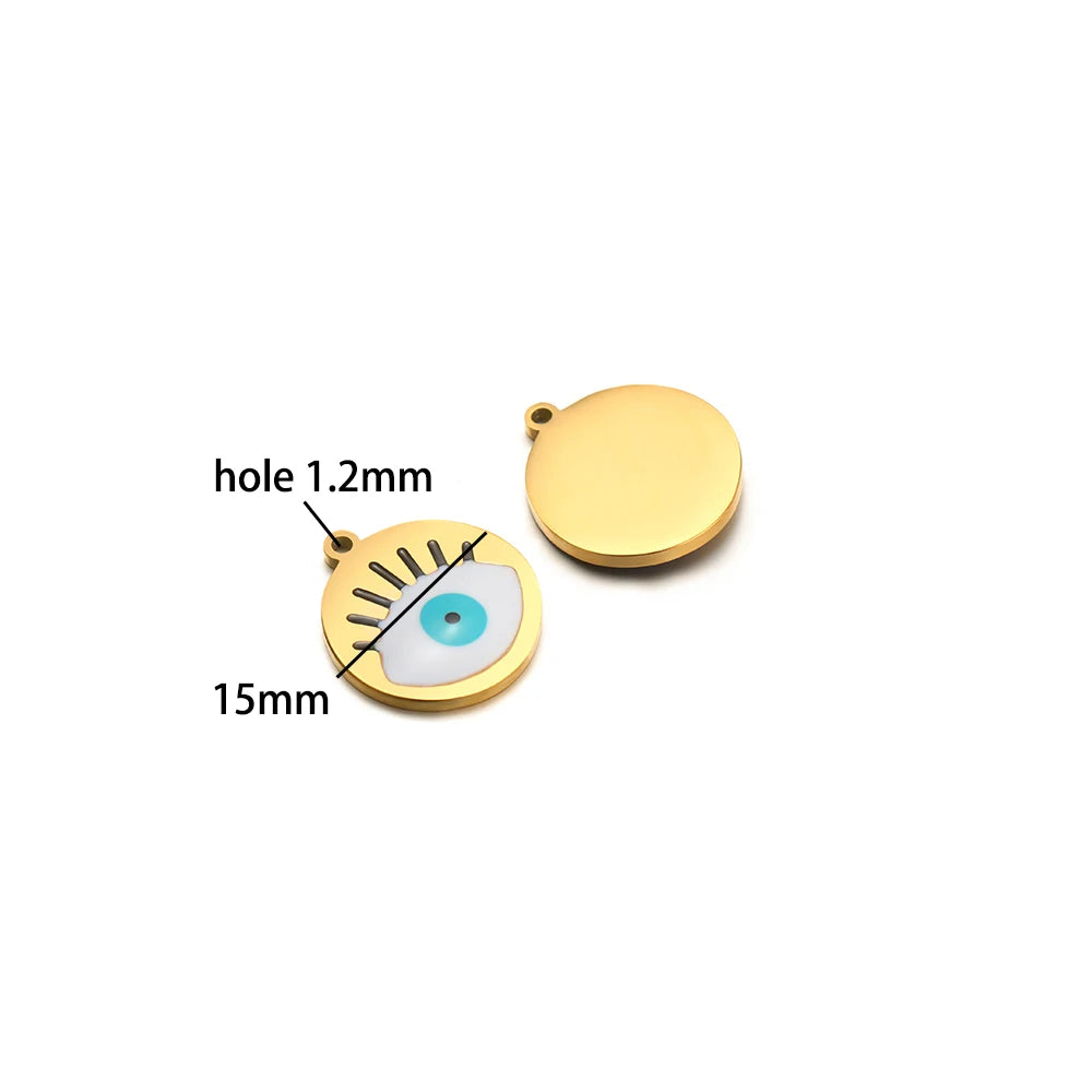 European American Style Stainless Steel Gold Plated Enamel Heart Eye Butterfly Charm Pendant for Jewelry Necklace Making