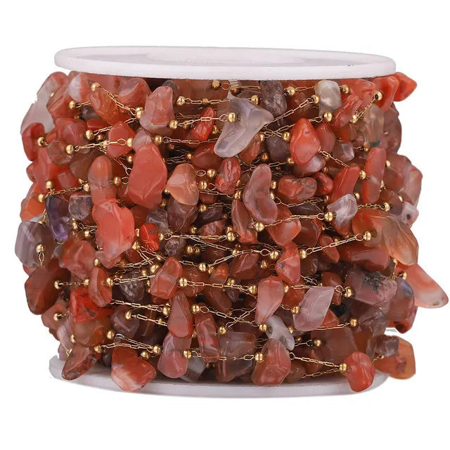 A2761 Fashion Natural Stone Beads Beaded Chain Rosary Amethyst Turquoise Beads Chain Stainless Steel for Jewelry Making