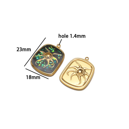 18k Gold Plated Stainless Steel square Charm Enamel Octopus Pendant for DIY Necklace Jewelry Making Accessories