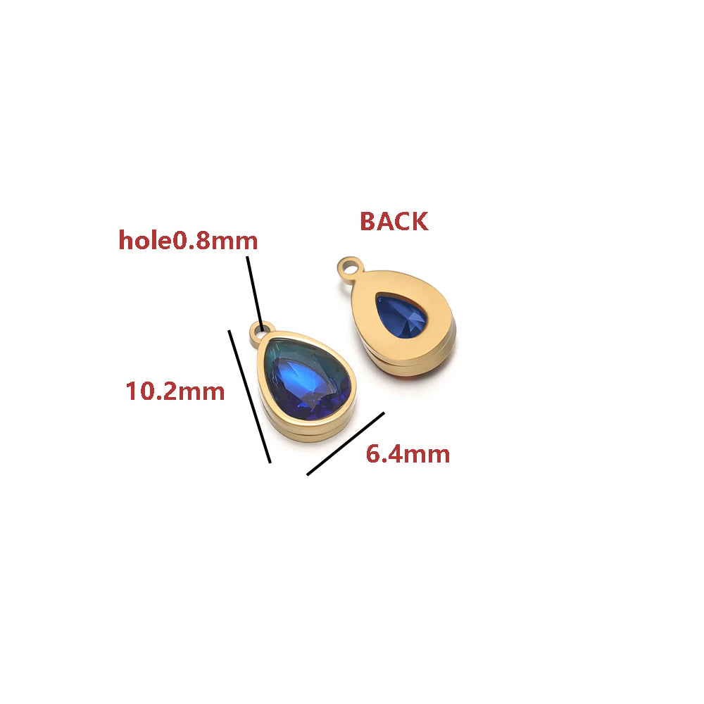 2-in-1 18K Gold Plated Teardrop Stone Setting Pendant with Single-Sided Rhinestone Accents 0.8mm Single-Hole