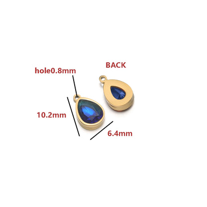 2-in-1 18K Gold Plated Teardrop Stone Setting Pendant with Single-Sided Rhinestone Accents 0.8mm Single-Hole