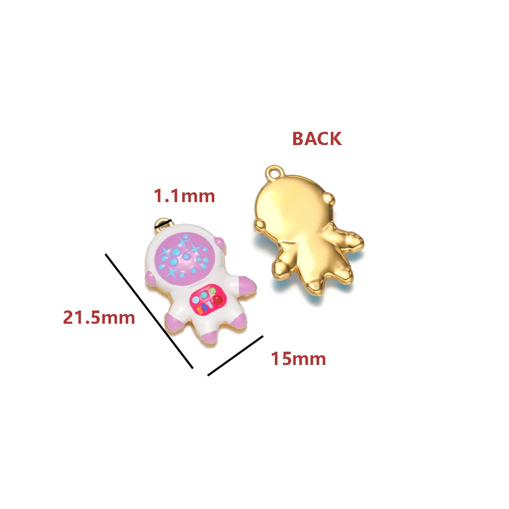 Enamel Penguin Shape 18K Gold Plated Stainless Steel Double Hole Charms for DIY Necklace Earring Making