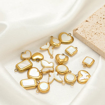 Enamel Heart Pendants 18k Gold Plated Stainless Steel Round Butterfly Charm Pendant for DIY Necklace Jewelry Making
