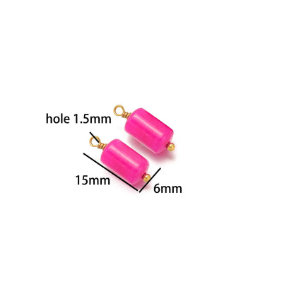 Fashion Jewelry Stainless Steel 18K Gold Plated Cylinder Color Natural Stone Charm Pendant for Jewelry Necklace Making Wholesale