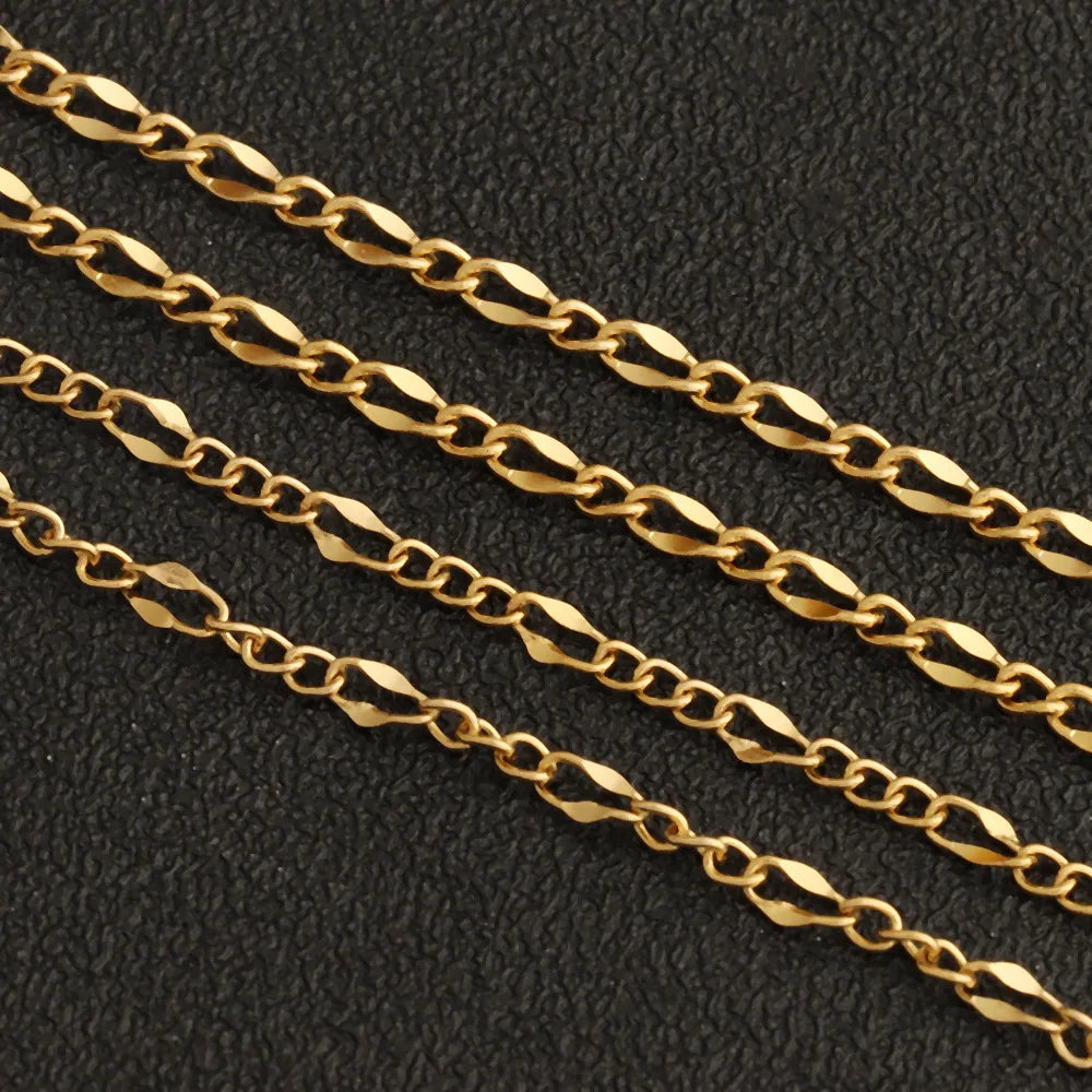 D953 Hot Waterproof Stainless Steel Chain 18k PVD Gold Plated Figaro Chain for Necklace Bracelet Making Diy