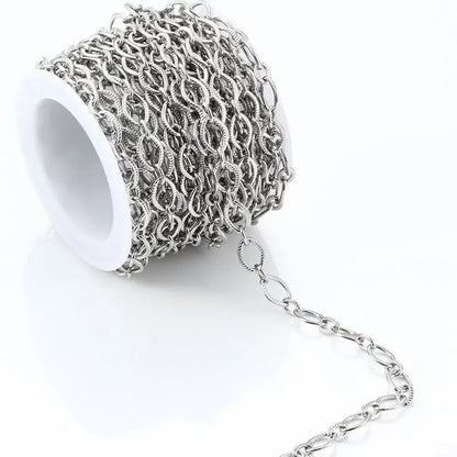 B2112 Embossing Circle Chain Ins Silver Plating Chain High Quality Stainless Steel Jewelry
