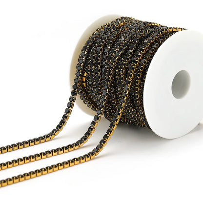 E369 2MM Colorful Rhinestones Chain Colored Bottom and Stones Glass Rhinestones Trimming Crystal Cup Stainless Steel Chain