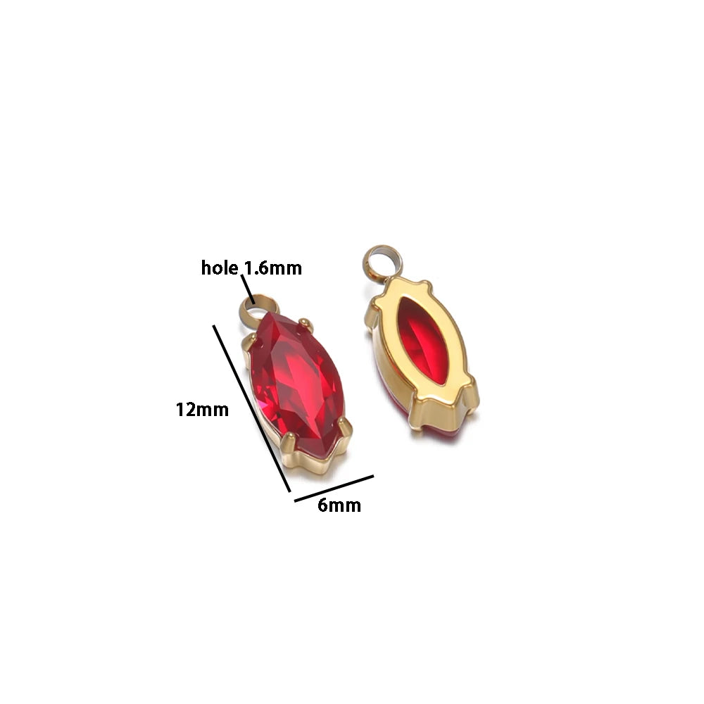 Handmade Stainless Steel 18k Gold Plated Zircon Charm Pendant for Diy Bracelet Necklace Jewelry Making Wholesale