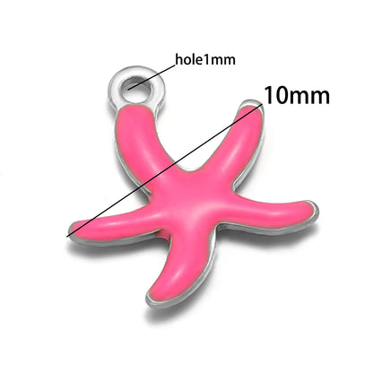 New Trendy Stainless Steel 18k Gold Plated Enamel 10mm Starfish Charm Pendant for DIY Jewelry Making Accessories Findings