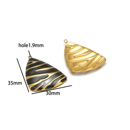 New Fashion 18k Gold Plated Stainless Steel Enamel Irregular Stripe Triangle Charm Pendant for Handmade Necklace Jewelry Making