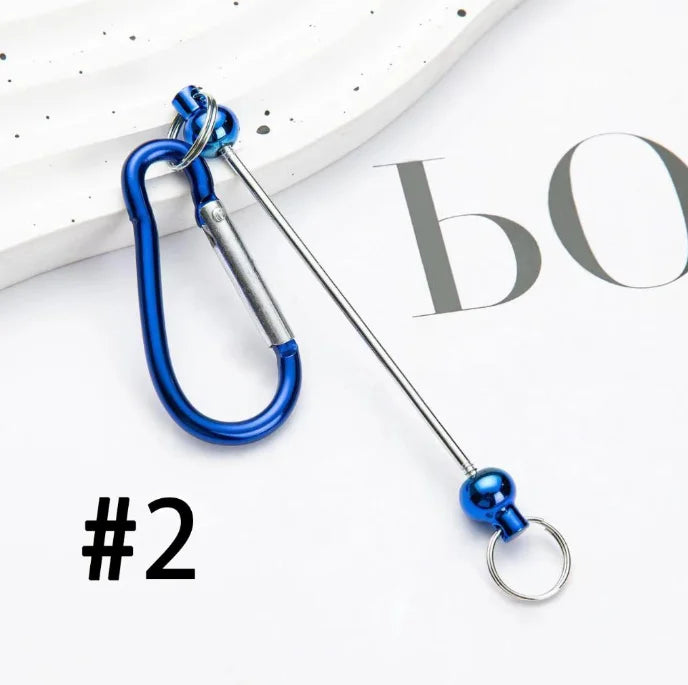 Bulk Beadable Bar Carabiner Keychain Snap Hook Removable Metal Key Ring for DIY Craft Keychain Making