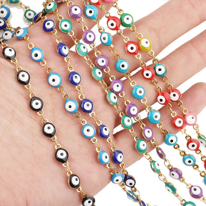 B2070 Rainbow Color Eye Enamel Chain Hot Stainless Steel Chain Necklace Chain for Diy Making