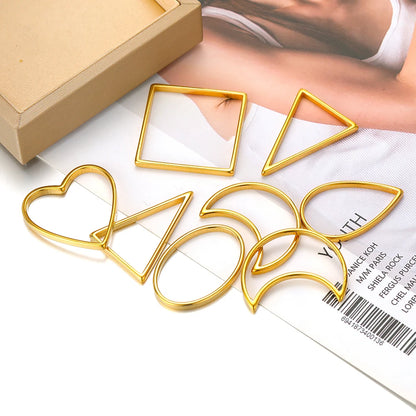 Geometric 18K  Gold Plated Stainless Steel Charm Oval Heart Square Charm Pendant for Jewelry Necklace Earring Making Accessories