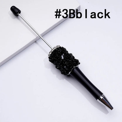 Rose Flower Pearl Crystal Rhinestone Chain Ballpoint Pen Solid Color Gift Bulk