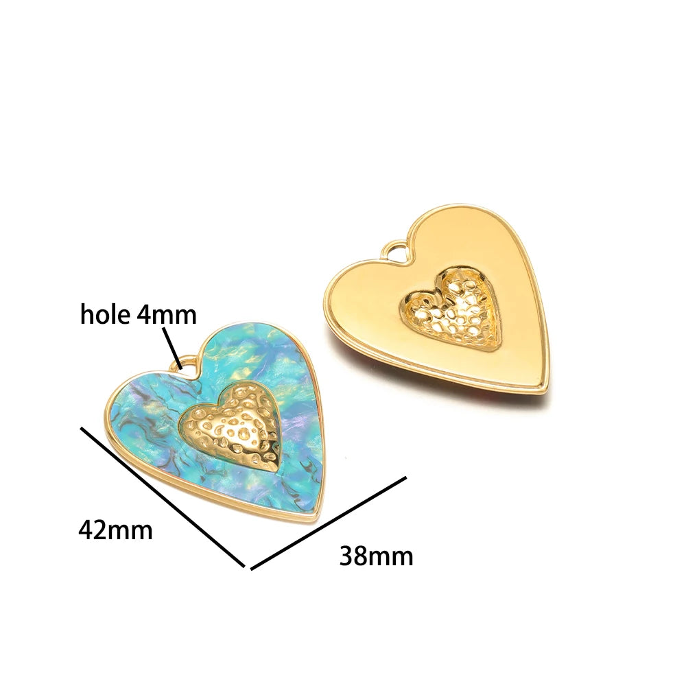 18k Gold Plated Stainless Steel Enamel Heart Rpse Flower Mushroom Charm Pendant for DIY Handmade Necklace Jewelry Making