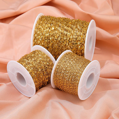 E379 PVD Plated Roller Chain Gold Steel Lip Thin Chain Waterproof Stainless Steel Chain for Diy