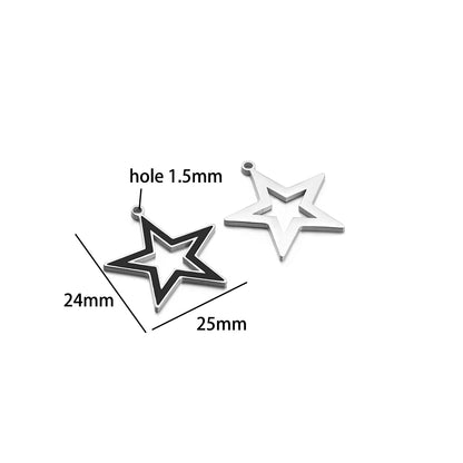 French Vintage Stainless Steel Gold Plated Dripping Oil Hollow Sun Star Butterfly Flower Charm Pendant for Jewelry Making