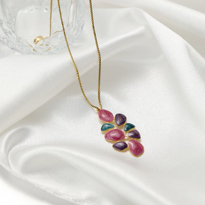 Drip Oil Pendant 18k Gold Plated Stainless Steel Colorful Leaf Charms Pendant for Women Jewelry Necklace Earrings Making