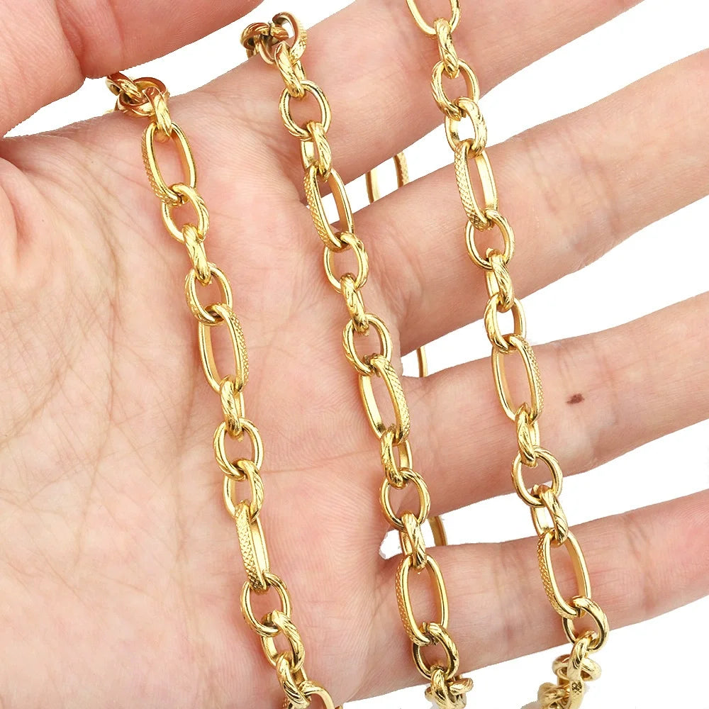 B335 6mm High Quality Gold Plating Stainless Steel Chain Jewelry Accessory Necklace Bracelet Chain Jewelry Findings Components