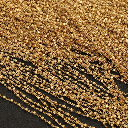 D988 Unique square Beaded Bulk Chain Thin Cross Roller Stainless Steel Vacuum Plating Chains Jewelry for Necklace Anklet Diy