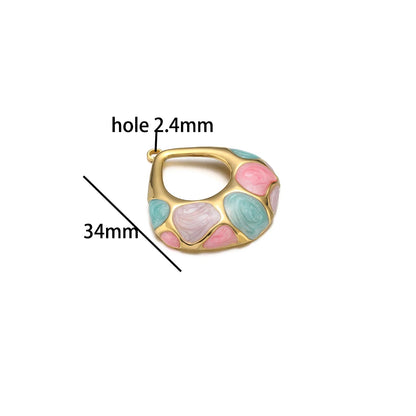 Elegant Design Gold Plated Stainless Steel Oil Painting Hollow Water Droplet Charm Pendant for Jewelry Necklace Earrings Making