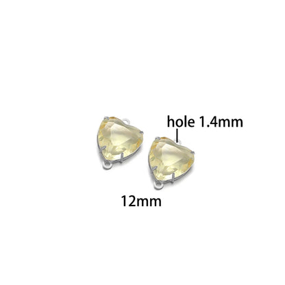 12mm Stainless Steel Gold Plated Double Hole Love Heart Crystal Charm Pendant for Jewelry Necklace Making Jewelry Accessories