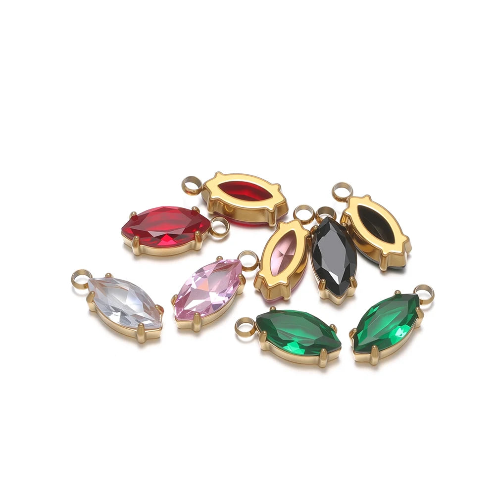 Handmade Stainless Steel 18k Gold Plated Zircon Charm Pendant for Diy Bracelet Necklace Jewelry Making Wholesale